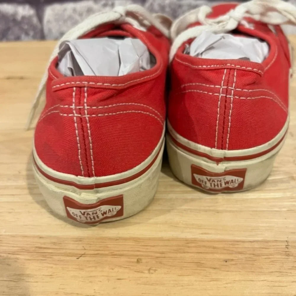 Vans Red Fabric Upper Lace Up Sneakers Size 7